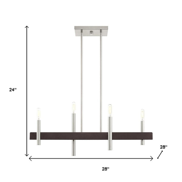 HomeRoots Four Light Dimmable Chandelier - Modern Cylinder Shades for Versatile Illumination & Style Upgrade 687520