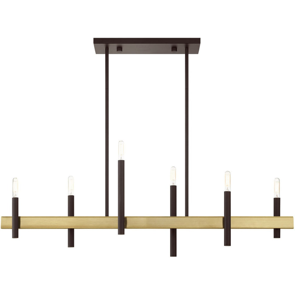 HomeRoots Six Light Dimmable Chandelier - Modern Steel Design with Cylinder Shades for Versatile Lighting Ambiance 687521