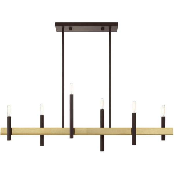 HomeRoots Six Light Dimmable Chandelier - Modern Steel Design with Cylinder Shades for Versatile Lighting Ambiance 687521