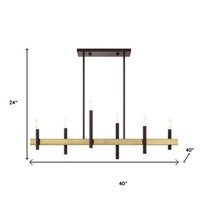 HomeRoots Six Light Dimmable Chandelier - Modern Steel Design with Cylinder Shades for Versatile Lighting Ambiance 687521