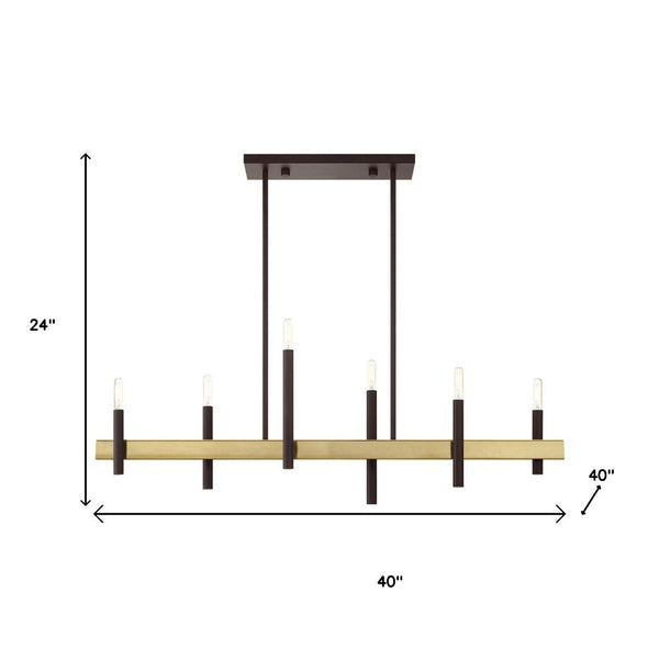 HomeRoots Six Light Dimmable Chandelier - Modern Steel Design with Cylinder Shades for Versatile Lighting Ambiance 687521