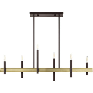 HomeRoots Six Light Dimmable Chandelier - Modern Steel Design with Cylinder Shades for Versatile Lighting Ambiance 687521