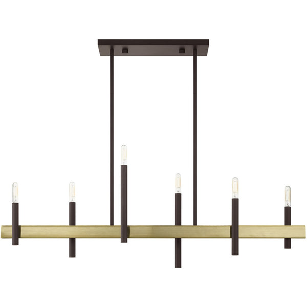 HomeRoots Six Light Dimmable Chandelier - Modern Steel Design with Cylinder Shades for Versatile Lighting Ambiance 687521