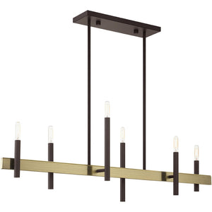 HomeRoots Six Light Dimmable Chandelier - Modern Steel Design with Cylinder Shades for Versatile Lighting Ambiance 687521