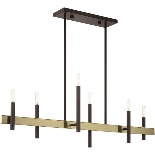 HomeRoots Six Light Dimmable Chandelier - Modern Steel Design with Cylinder Shades for Versatile Lighting Ambiance 687521