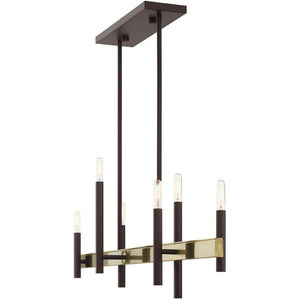 HomeRoots Six Light Dimmable Chandelier - Modern Steel Design with Cylinder Shades for Versatile Lighting Ambiance 687521