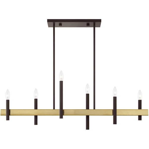 HomeRoots Six Light Dimmable Chandelier - Modern Steel Design with Cylinder Shades for Versatile Lighting Ambiance 687521
