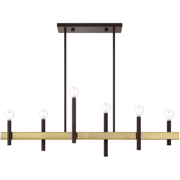 HomeRoots Six Light Dimmable Chandelier - Modern Steel Design with Cylinder Shades for Versatile Lighting Ambiance 687521