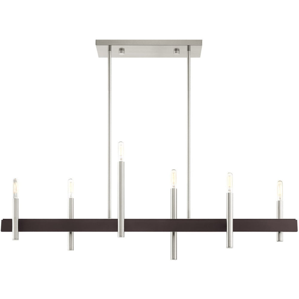 HomeRoots Six Light Dimmable Chandelier: Modern Steel Fixture with Cylindrical Shades for Elegant Illumination 687522