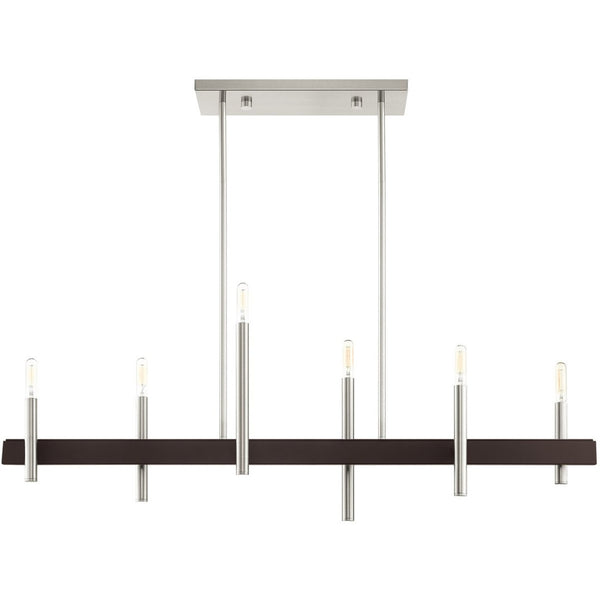 HomeRoots Six Light Dimmable Chandelier: Modern Steel Fixture with Cylindrical Shades for Elegant Illumination 687522