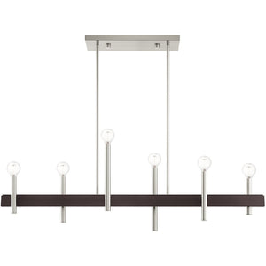 HomeRoots Six Light Dimmable Chandelier: Modern Steel Fixture with Cylindrical Shades for Elegant Illumination 687522