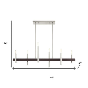 HomeRoots Six Light Dimmable Chandelier: Modern Steel Fixture with Cylindrical Shades for Elegant Illumination 687522