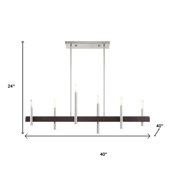 HomeRoots Six Light Dimmable Chandelier: Modern Steel Fixture with Cylindrical Shades for Elegant Illumination 687522