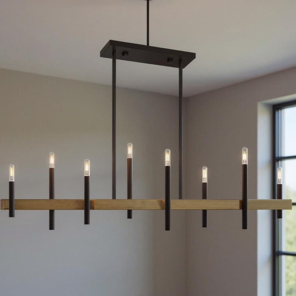 HomeRoots Eight Light Dimmable Chandelier - Modern Cylinder Design for Versatile Spaces with Adjustable Illumination 687523