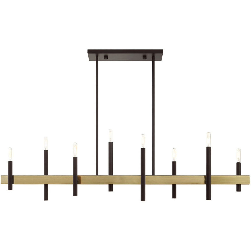 HomeRoots Eight Light Dimmable Chandelier - Modern Cylinder Design for Versatile Spaces with Adjustable Illumination 687523