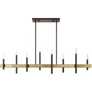 HomeRoots Eight Light Dimmable Chandelier - Modern Cylinder Design for Versatile Spaces with Adjustable Illumination 687523