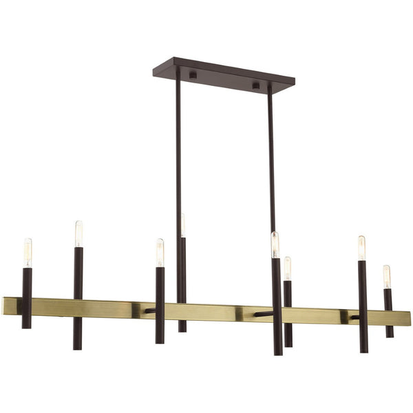 HomeRoots Eight Light Dimmable Chandelier - Modern Cylinder Design for Versatile Spaces with Adjustable Illumination 687523
