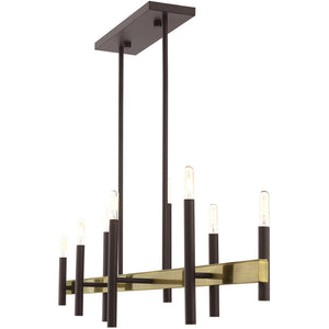 HomeRoots Eight Light Dimmable Chandelier - Modern Cylinder Design for Versatile Spaces with Adjustable Illumination 687523