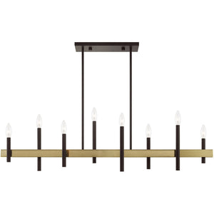 HomeRoots Eight Light Dimmable Chandelier - Modern Cylinder Design for Versatile Spaces with Adjustable Illumination 687523