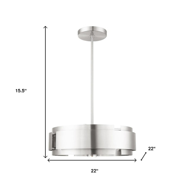 HomeRoots Five Light Dimmable Chandelier - Modern Cylindrical Shades for Stylish Illumination in Any Room 687525