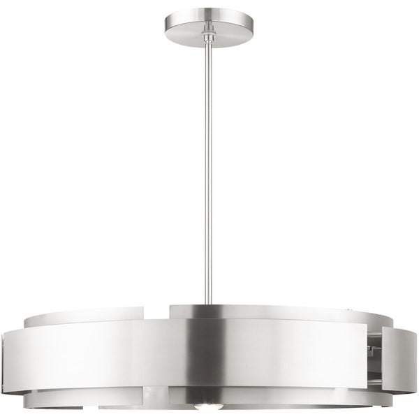 HomeRoots Seven Light Dimmable Chandelier with Cylinder Shades - Elegant Modern Design for Any Space 687526
