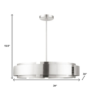 HomeRoots Seven Light Dimmable Chandelier with Cylinder Shades - Elegant Modern Design for Any Space 687526