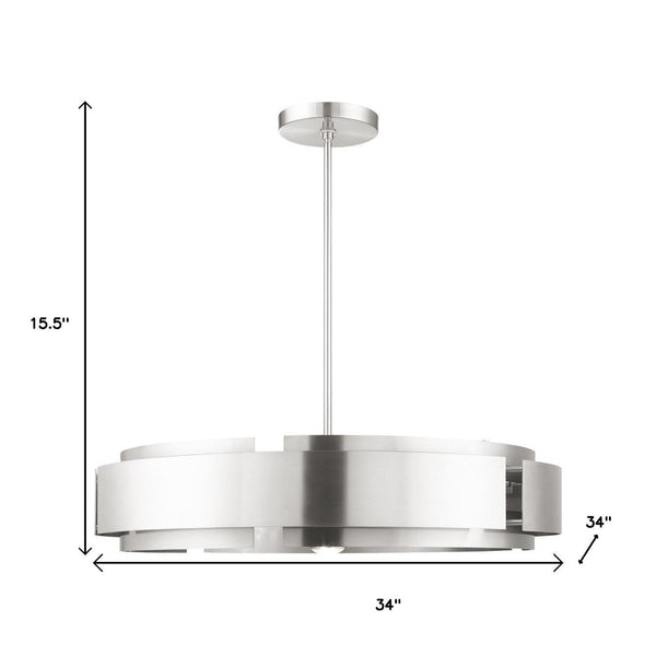 HomeRoots Seven Light Dimmable Chandelier with Cylinder Shades - Elegant Modern Design for Any Space 687526