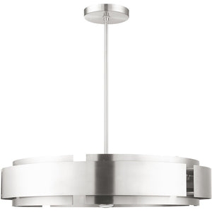HomeRoots Seven Light Dimmable Chandelier with Cylinder Shades - Elegant Modern Design for Any Space 687526