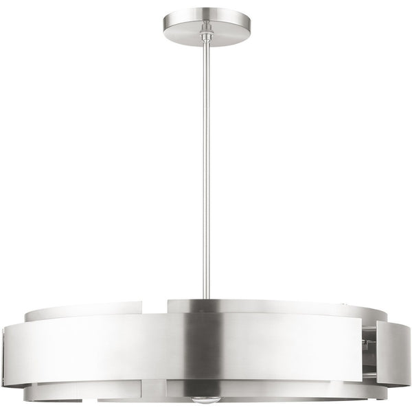 HomeRoots Seven Light Dimmable Chandelier with Cylinder Shades - Elegant Modern Design for Any Space 687526