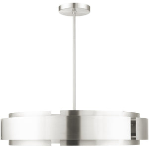 HomeRoots Seven Light Dimmable Chandelier with Cylinder Shades - Elegant Modern Design for Any Space 687526
