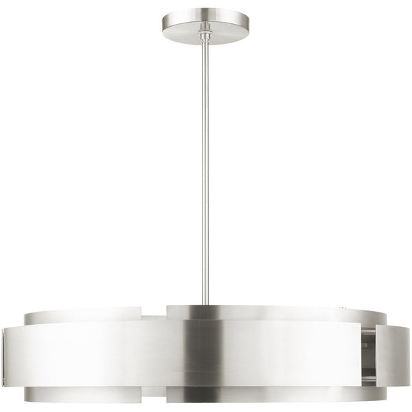 HomeRoots Seven Light Dimmable Chandelier with Cylinder Shades - Elegant Modern Design for Any Space 687526