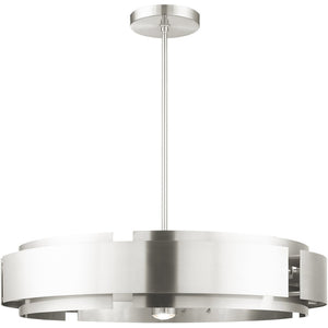 HomeRoots Seven Light Dimmable Chandelier with Cylinder Shades - Elegant Modern Design for Any Space 687526
