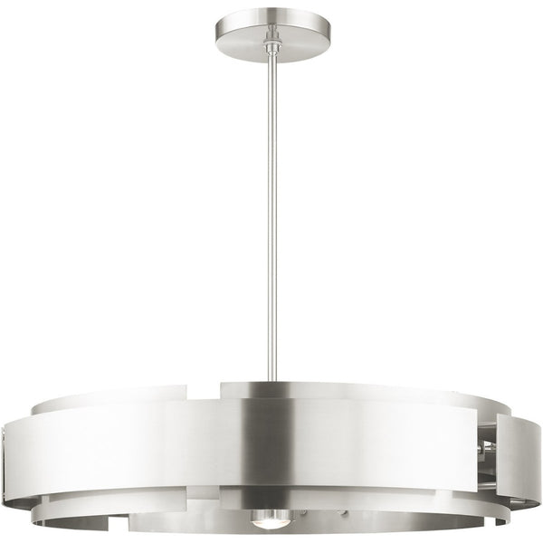 HomeRoots Seven Light Dimmable Chandelier with Cylinder Shades - Elegant Modern Design for Any Space 687526