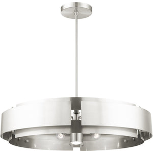 HomeRoots Seven Light Dimmable Chandelier with Cylinder Shades - Elegant Modern Design for Any Space 687526