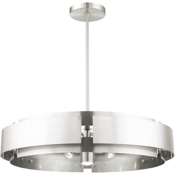 HomeRoots Seven Light Dimmable Chandelier with Cylinder Shades - Elegant Modern Design for Any Space 687526