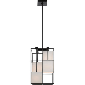 HomeRoots Black Four-Light Dimmable Chandelier with Cylindrical Shades for Versatile Modern Lighting Solutions 687527