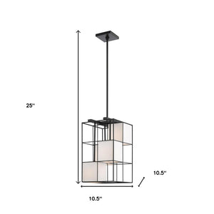 HomeRoots Black Four-Light Dimmable Chandelier with Cylindrical Shades for Versatile Modern Lighting Solutions 687527