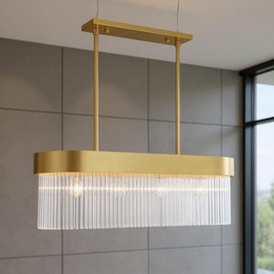 HomeRoots Four Light Dimmable Chandelier – Modern Steel Design with Cylinder Shades for Versatile Spaces 687528