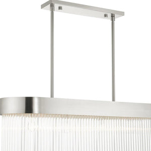 HomeRoots Four Light Dimmable Chandelier - Modern Cylindrical Design with Steel Shades for Elegant Spaces 687529