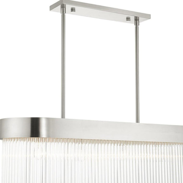 HomeRoots Four Light Dimmable Chandelier - Modern Cylindrical Design with Steel Shades for Elegant Spaces 687529