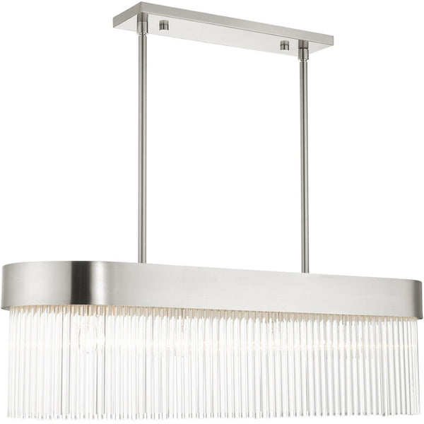 HomeRoots Four Light Dimmable Chandelier - Modern Cylindrical Design with Steel Shades for Elegant Spaces 687529