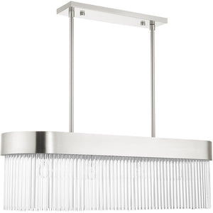 HomeRoots Four Light Dimmable Chandelier - Modern Cylindrical Design with Steel Shades for Elegant Spaces 687529