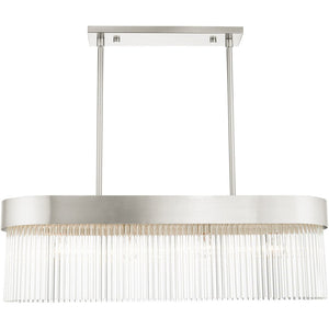 HomeRoots Four Light Dimmable Chandelier - Modern Cylindrical Design with Steel Shades for Elegant Spaces 687529