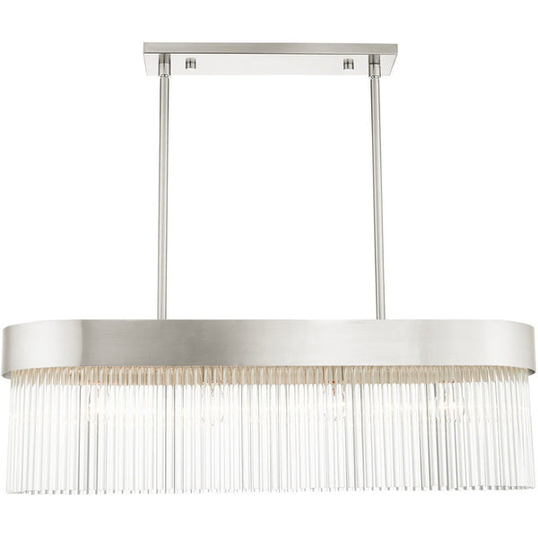 HomeRoots Four Light Dimmable Chandelier - Modern Cylindrical Design with Steel Shades for Elegant Spaces 687529