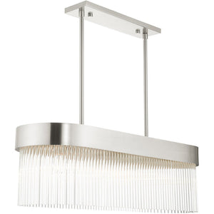 HomeRoots Four Light Dimmable Chandelier - Modern Cylindrical Design with Steel Shades for Elegant Spaces 687529