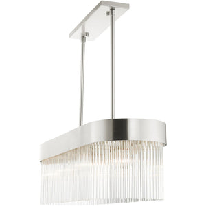 HomeRoots Four Light Dimmable Chandelier - Modern Cylindrical Design with Steel Shades for Elegant Spaces 687529