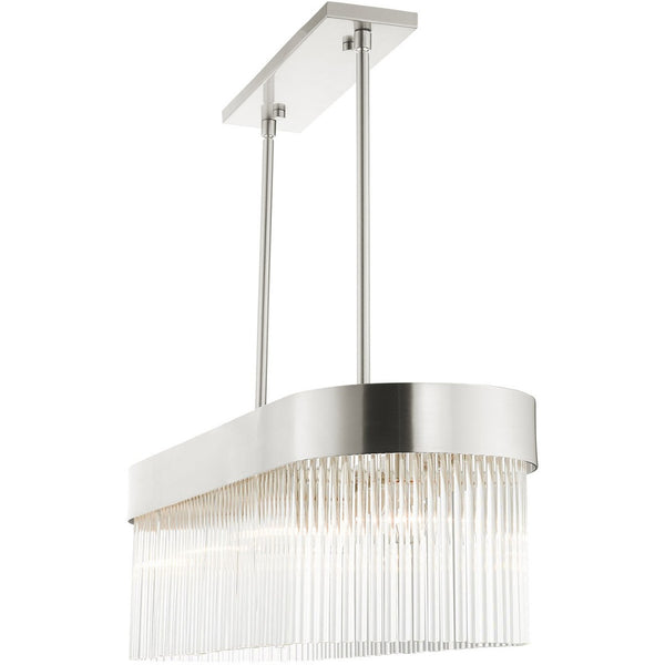 HomeRoots Four Light Dimmable Chandelier - Modern Cylindrical Design with Steel Shades for Elegant Spaces 687529