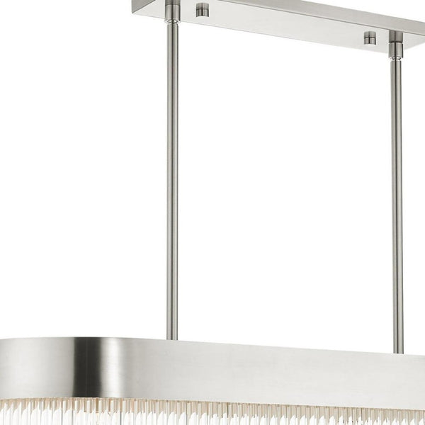 HomeRoots Four Light Dimmable Chandelier - Modern Cylindrical Design with Steel Shades for Elegant Spaces 687529