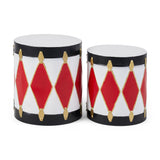 Christopher Knight Home® Harlequin Pattern Metal Drum Decoration Set for Indoor & Patio Use, Red/Gold/Black/White, 18.25