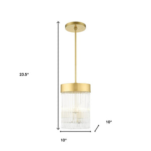 HomeRoots Three Light Dimmable Chandelier - Modern Cylinder Shades for Elegant Illumination in Any Room 687530